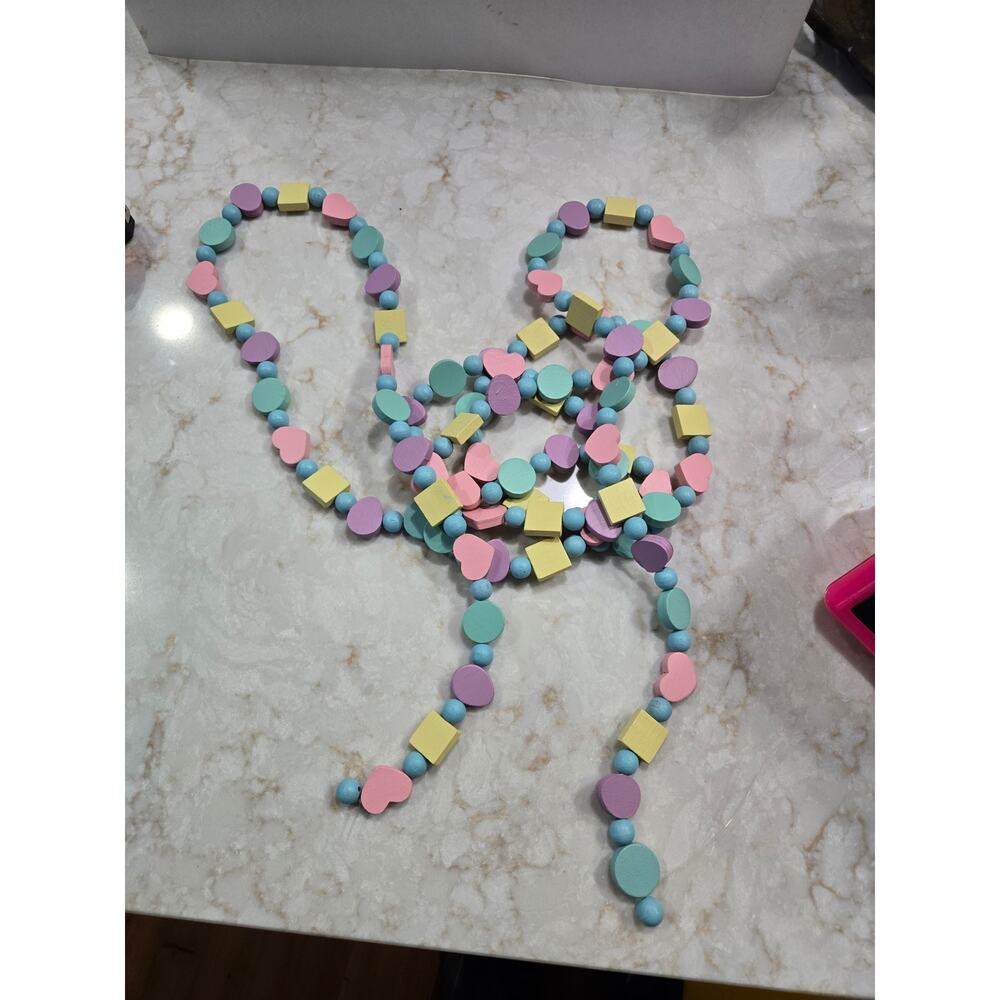 8 Foot Long Easter Garland String Wood Decoration Holiday Decor Colorful